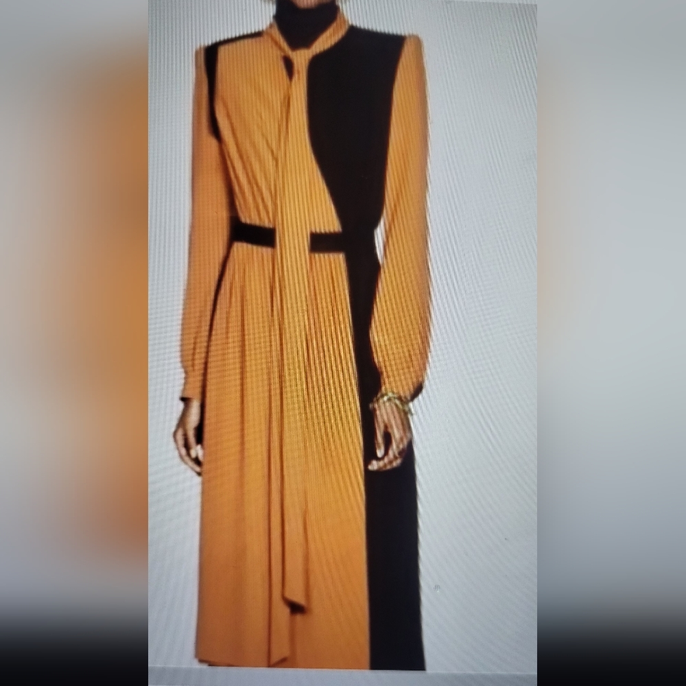 Zara Asymmetrical Wrap Maxi Dress Black and Mustard Color